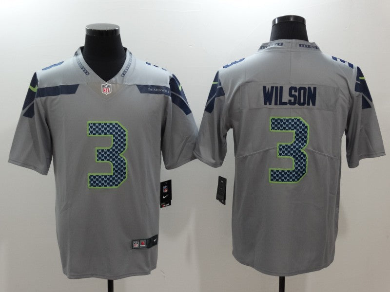 Men's Seattle Seahawks Russell Wilson #3 Gray Game Jersey football jersey product view 1