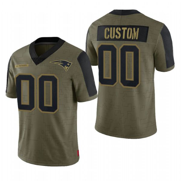 Custom1 New England Patriots Olive 2022 Salute To Service Limited Football Jersey1s football jersey product view 1