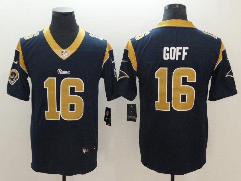 Men's Los Angeles Rams Jared Goff #16 Navy Game Jersey1 football jersey product view 1