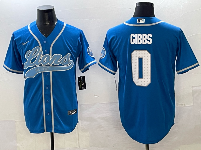 Men's Detroit Lions Jahmyr Gibbs #0 Blue Game Jersey football jersey product view 1