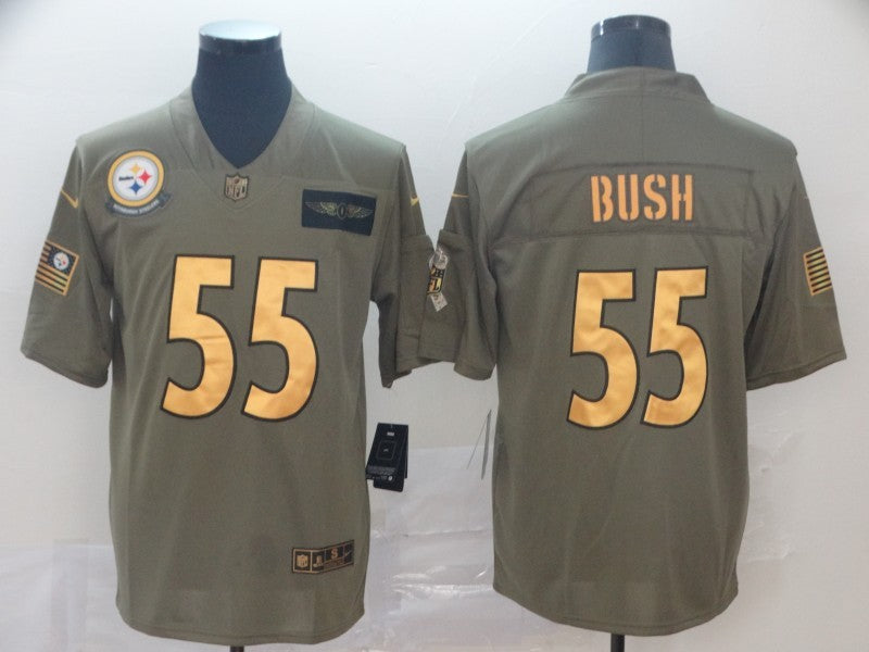Men's Pittsburgh Steelers Devon Bush Jr. #55 Brown Game Player Jersey1 football jersey product view 1