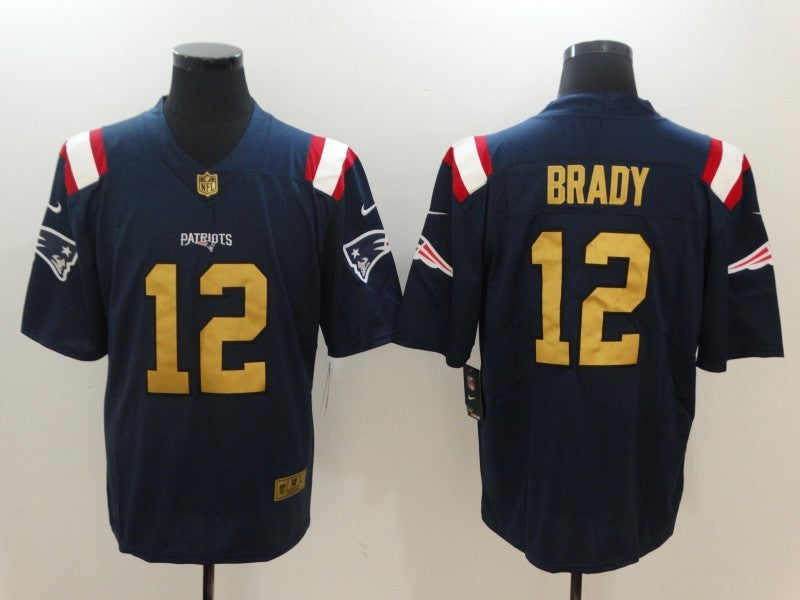 Men's New England Patriots Tom Brady #12 Navy Authentic Game Jersey1 football jersey product view 1