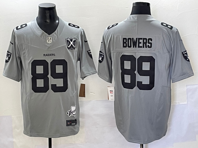 Men's Las Vegas Raiders Brock Bowers #89 Gray Game Player Jersey football jersey product view 1