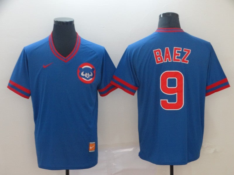 Men's Chicago Cubs Javier Baez #9 Blue Stitched Jersey1 baseball jersey product view 1