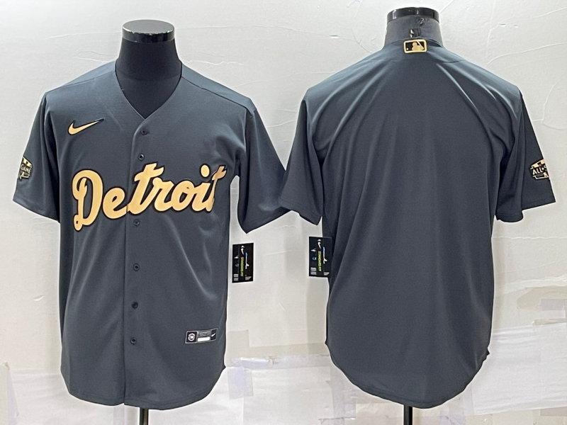Men's Detroit Tigers Dark Gray Blank Replica Jersey baseball jersey product view 1