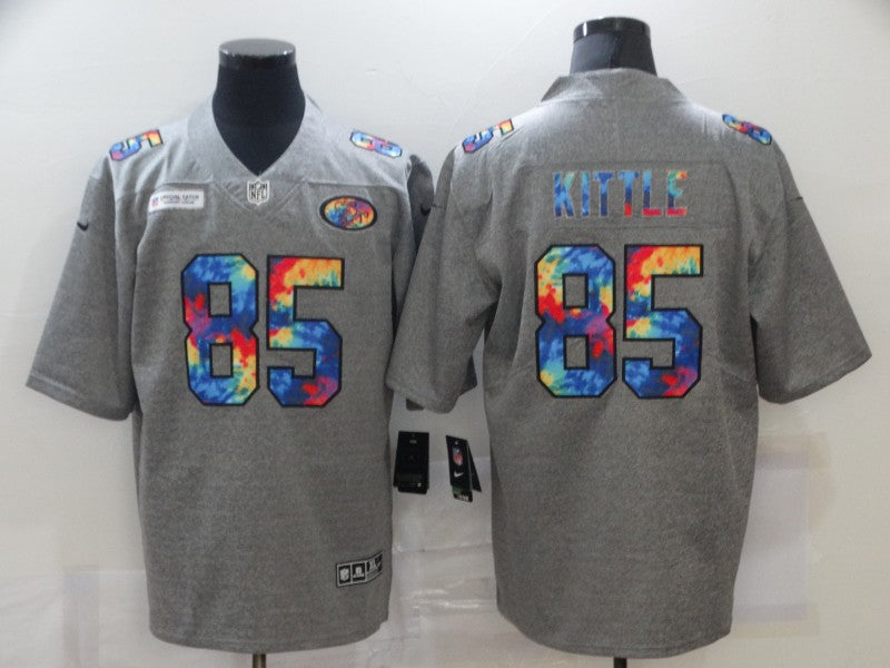 Men's San Francisco 49ers George Kittle #85 Gray Game Player Jersey1 football jersey product view 1