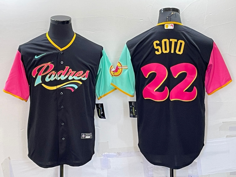 Men's San Diego Padres Juan Soto #22 Black Stitched Jersey baseball jersey product view 1