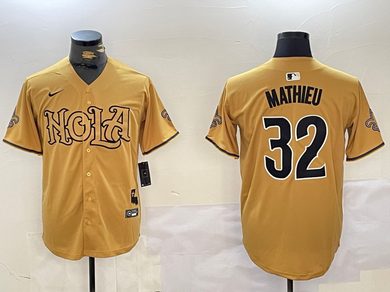 Men's New Orleans Saints Tyrann Mathieu #32 Yellow Player Jersey1 football jersey product view 1