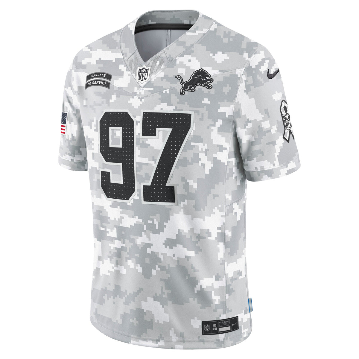 Aidan Hutchinson Detroit Lions Nike 2024 Salute to Service Limited Jersey - Arctic Camo football jersey product view 2