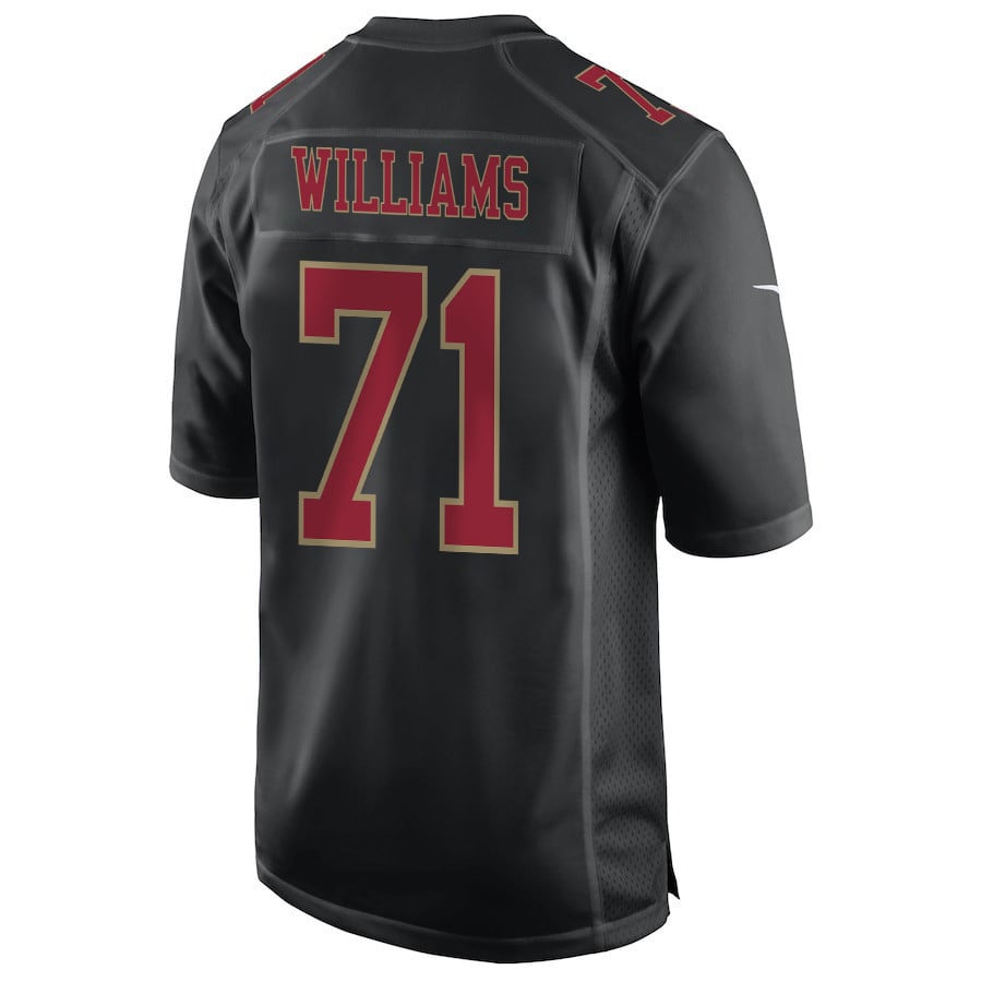 Trent Williams 71 San Francisco 49ers Super Bowl LVIII Patch Fashion Game Men Jersey - Carbon Black football jersey product view 3