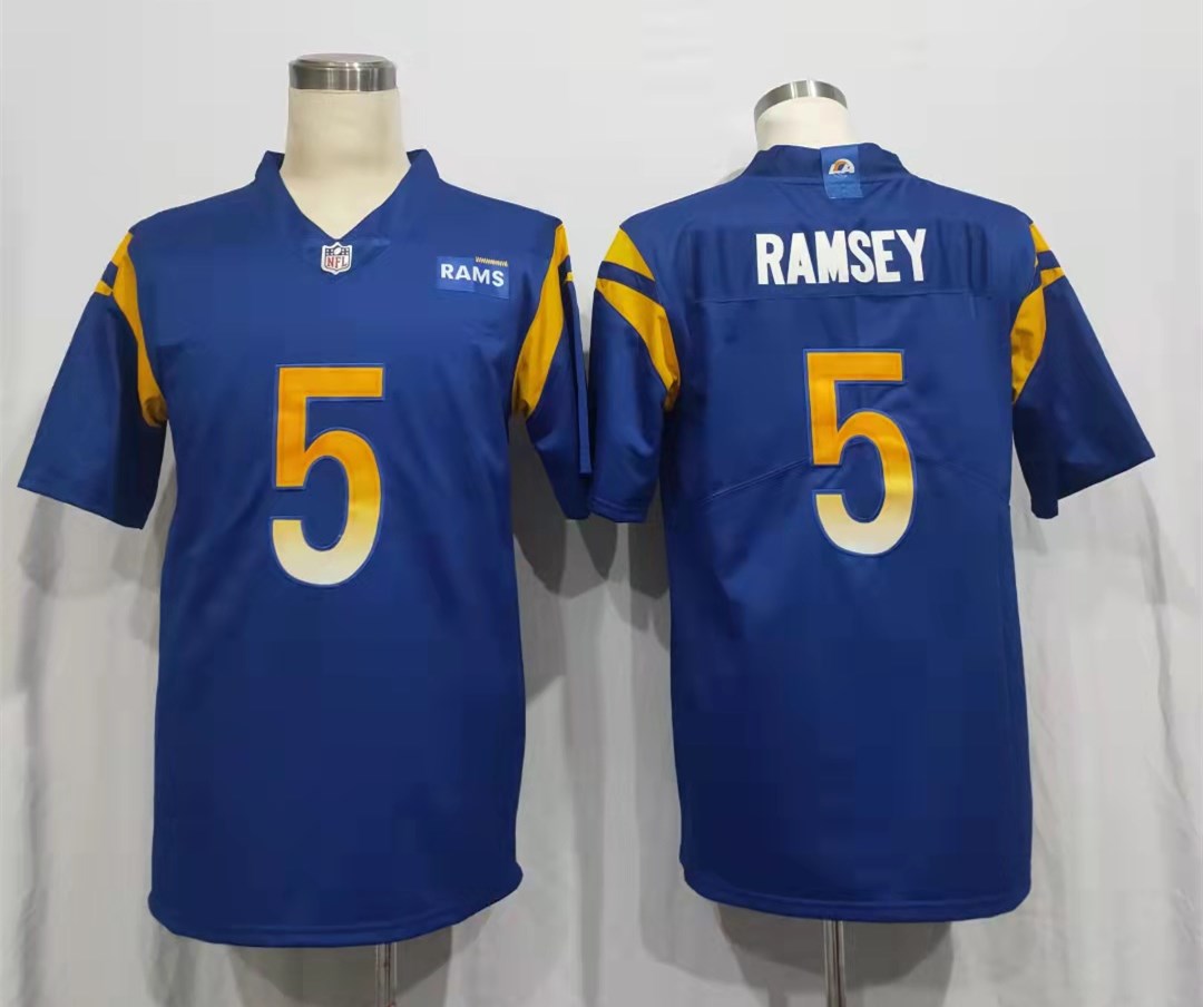 Men's Los Angeles Rams Jalen Ramsey #5 Blue Team Vapor Limited Jersey1 football jersey product view 1