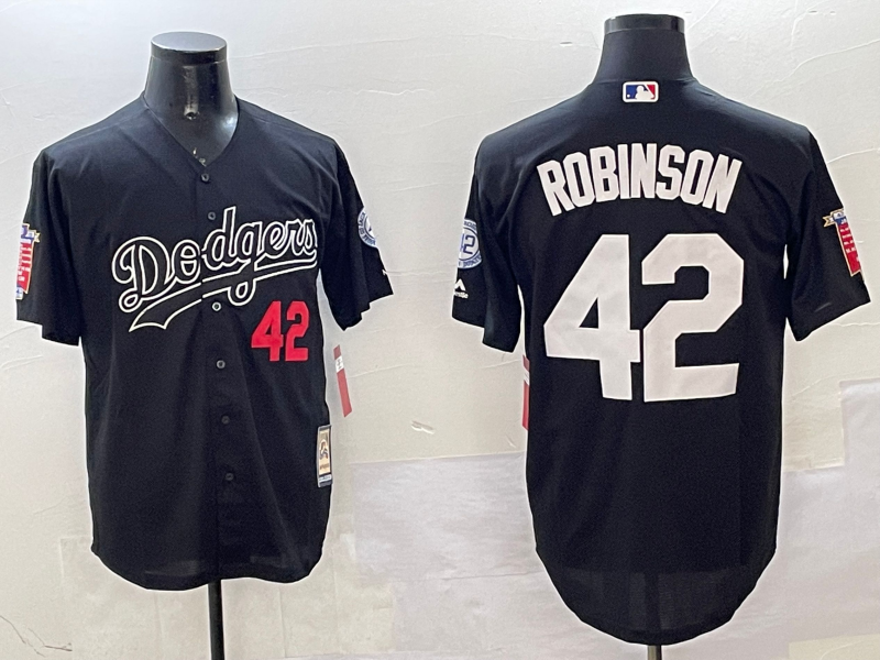 Men's Los Angeles Dodgers Jackie Robinson #42 Black Throwback Cooperstown Collection Limited Jersey1 baseball jersey product view 1