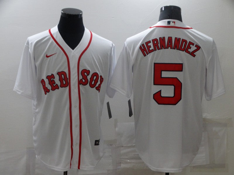 Men's Boston Red Sox Enrique Hernandez #5 White Replica Baseball Jersey1 baseball jersey product view 1