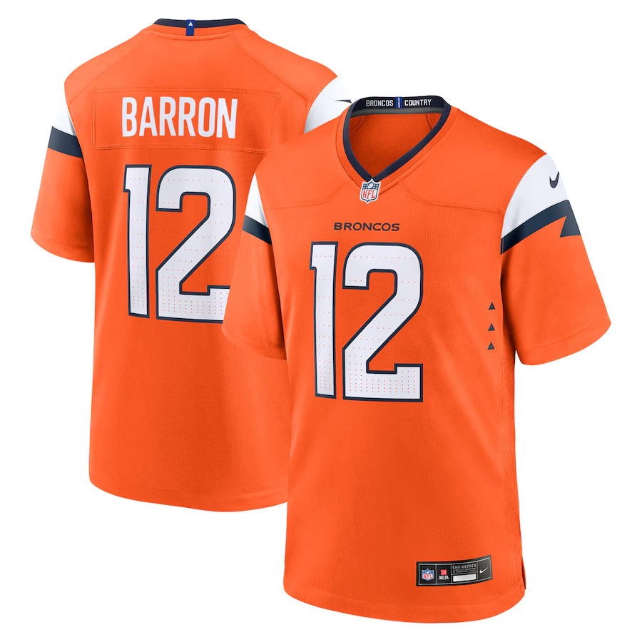 Men's Denver Broncos Jahdae Barron Nike Orange 2025 NFL Draft First Round Pick Game Jersey football jersey product view 1