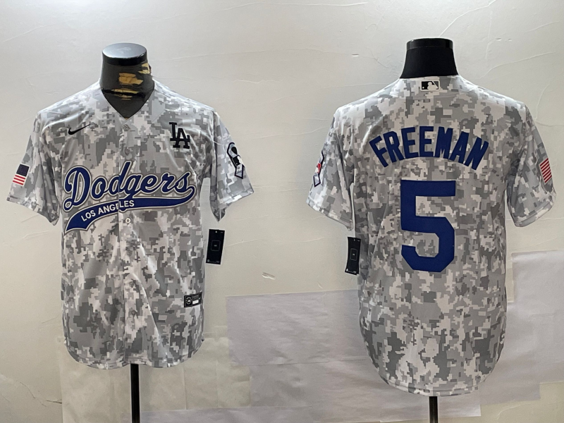 Men's Los Angeles Dodgers Freddie Freeman #5 Arctic Camo 2024 Salute to Service Limited Jersey1 baseball jersey product view 1