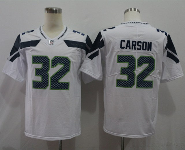 Men's Seattle Seahawks Chris Carson #32 White Game Jersey football jersey product view 1