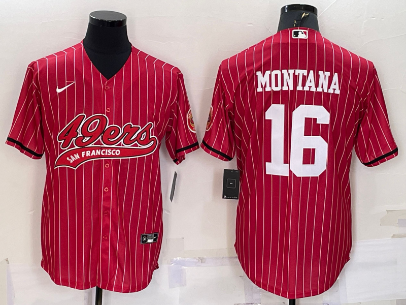 Men's San Francisco 49ers Joe Montana #16 Red Player Jersey1 Joint Edition football jersey product view 1