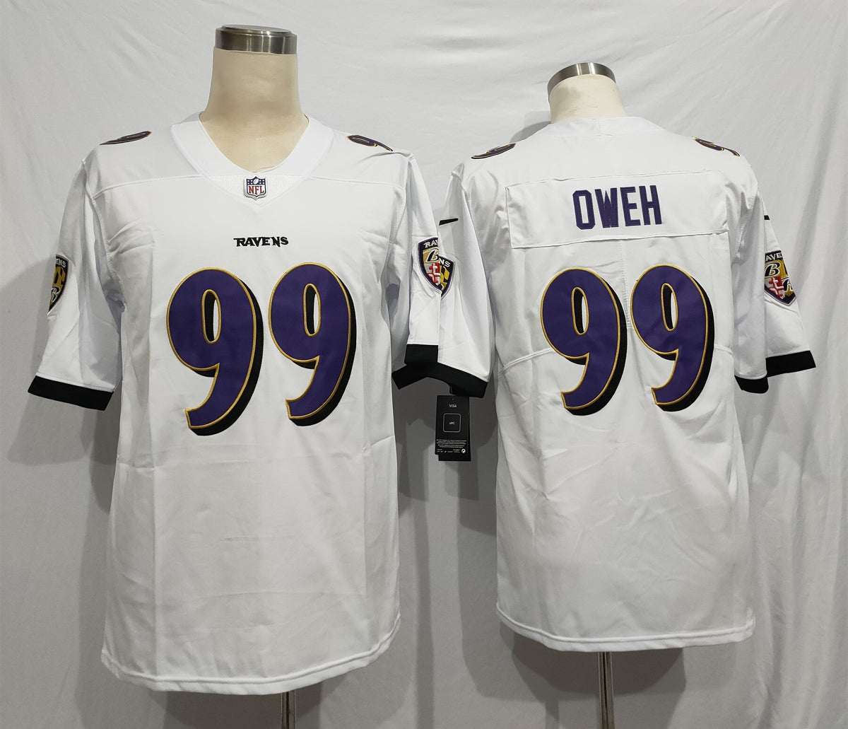 Men's Baltimore Ravens Odafe Oweh #99 White Game Jersey1 football jersey product view 1