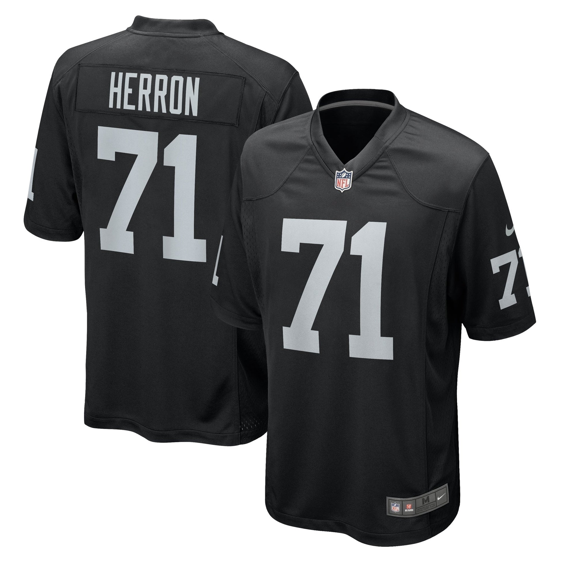 Justin Herron Las Vegas Raiders Nike Team Game Jersey - Black football jersey product view 1