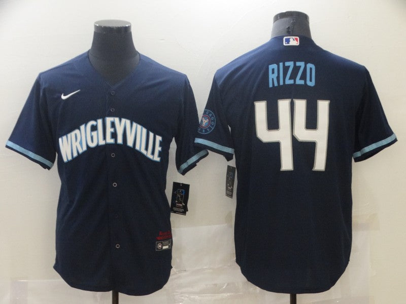 Men's Chicago Cubs Anthony Rizzo #44 Navy Replica Baseball Jersey1 baseball jersey product view 1