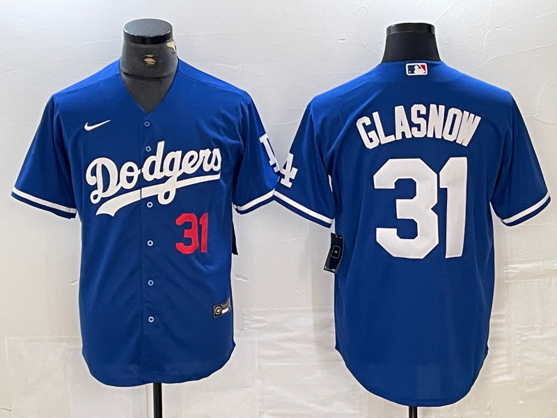 Men's Los Angeles Dodgers Tyler Glasnow #31 Blue Replica Game Jersey1 baseball jersey product view 1