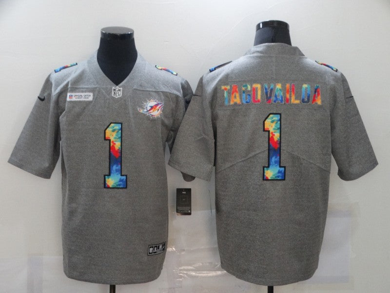 Men's Miami Dolphins Tua Tagovailoa #1 Gray Game Jersey1 football jersey product view 1