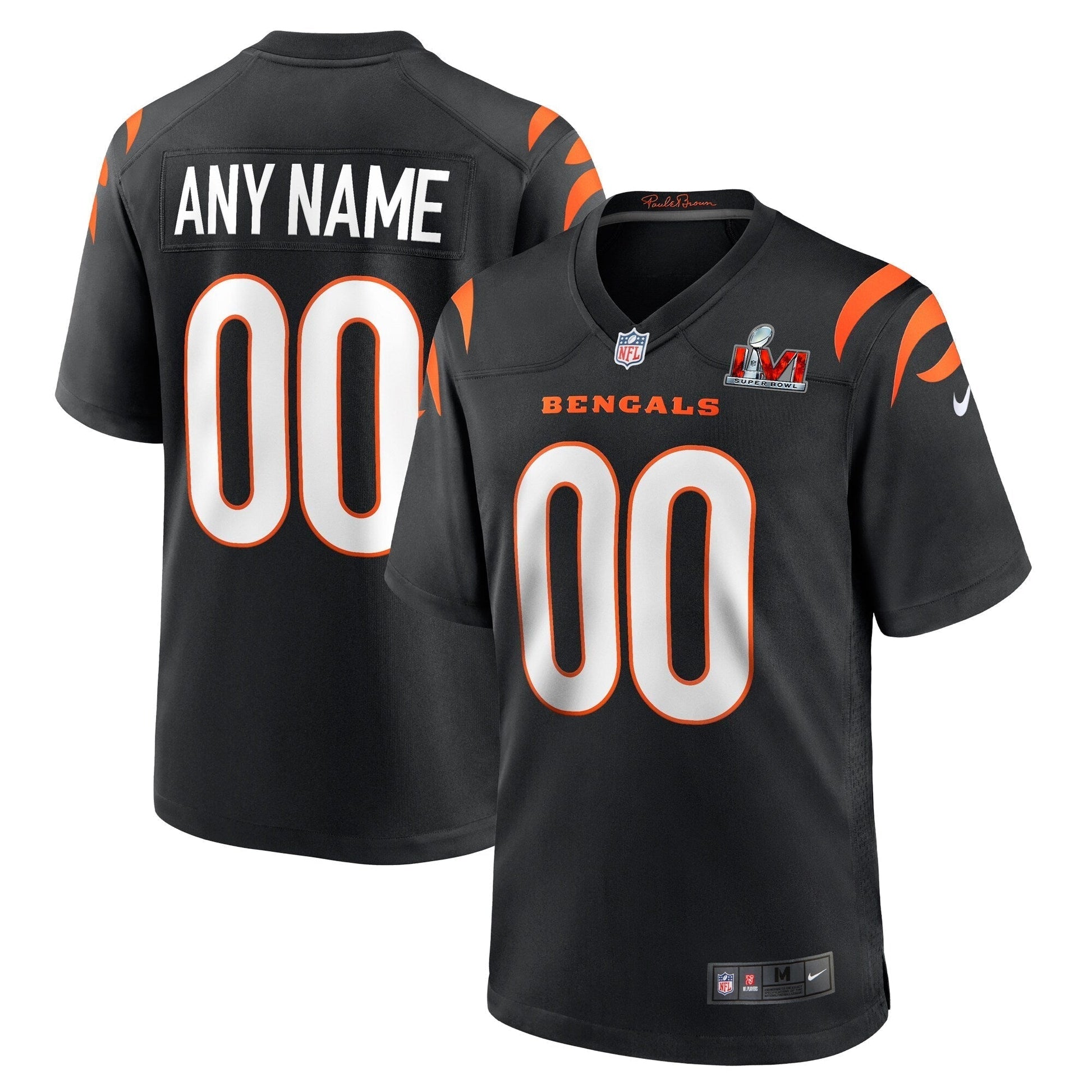 Cincinnati Bengals Nike Super Bowl LVI Game Custom Jersey - Black football jersey product view 1