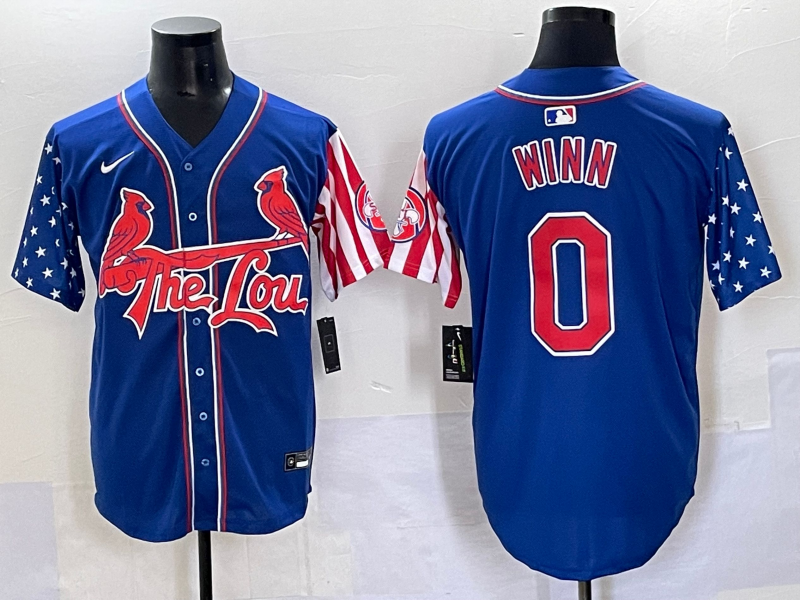 Men's St. Louis Cardinals Masyn Winn #0 Royal Replica Game Jersey baseball jersey product view 1