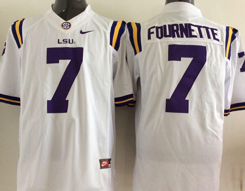 Men's LSU Tigers Leonard Fournett #7 White Player Game Jersey sports jersey product view 1