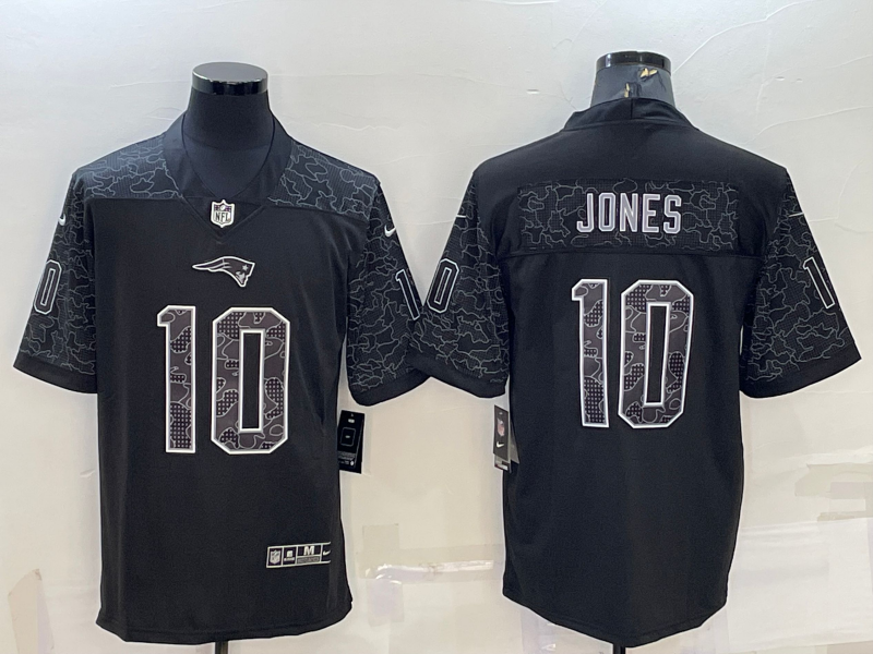 Men's New England Patriots Mac Jones #10 Black RFLCTV Limited Jersey1 football jersey product view 1