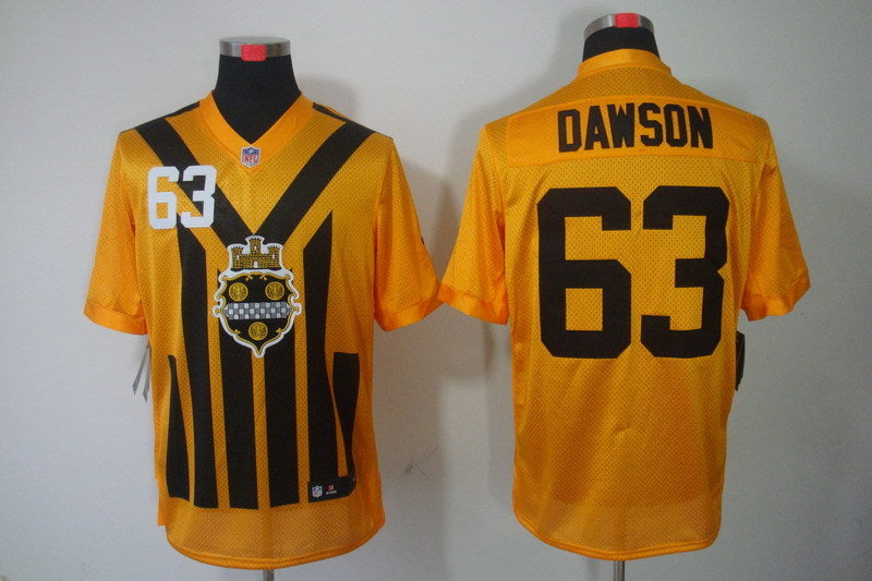 Men's Pittsburgh Steelers Dermontti Dawson #63 Gold Game Jersey1 football jersey product view 1