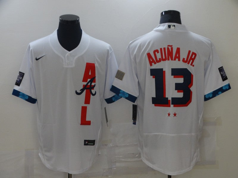 Men's Atlanta Braves Ronald Acuna Jr. #13 White ALL STAR Replica Jersey1 baseball jersey product view 1
