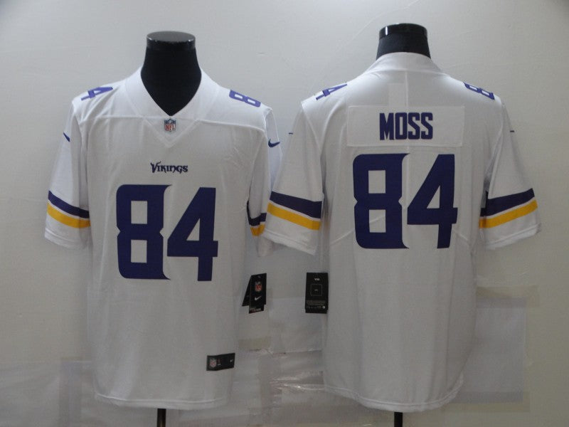 Men's Minnesota Vikings Randy Moss #84 White Game Jersey1 football jersey product view 1
