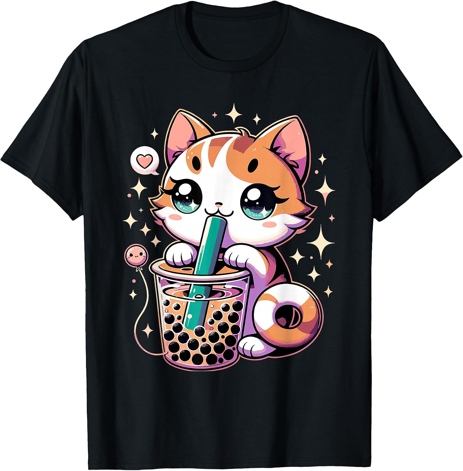 Japanese Kawaii Anime Cat Boba Bubble Tea Neko - Adult & Kids T-Shirts, Sweatshirts & Hoodies apparel design preview 1