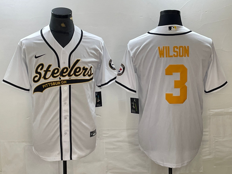 Men's Pittsburgh Steelers Russell Wilson #3 White Player Jersey1 Joint Edition football jersey product view 1