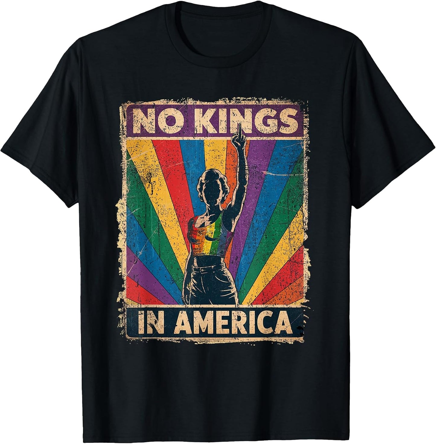 Funny No Kings in America LGBT Retro - Adult & Kids T-Shirts, Sweatshirts & Hoodies apparel design preview 1