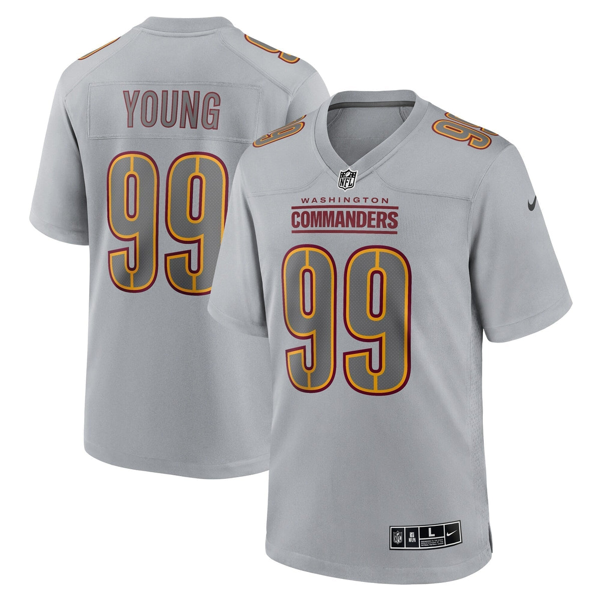 Chase Young Washington Commanders Nike Atmosphere Fashion Game Jersey - Gray football jersey product view 1