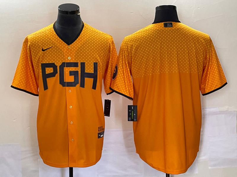 Men's Pittsburgh Pirates Gold 2023 City Connect Replica Blank Jersey1 baseball jersey product view 1