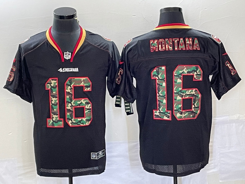 Men's San Francisco 49ers Joe Montana #16 Black Player Jersey1 football jersey product view 1