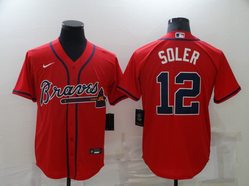 Men's Atlanta Braves Jorge Soler #12 Red Replica Player Jersey1 baseball jersey product view 1