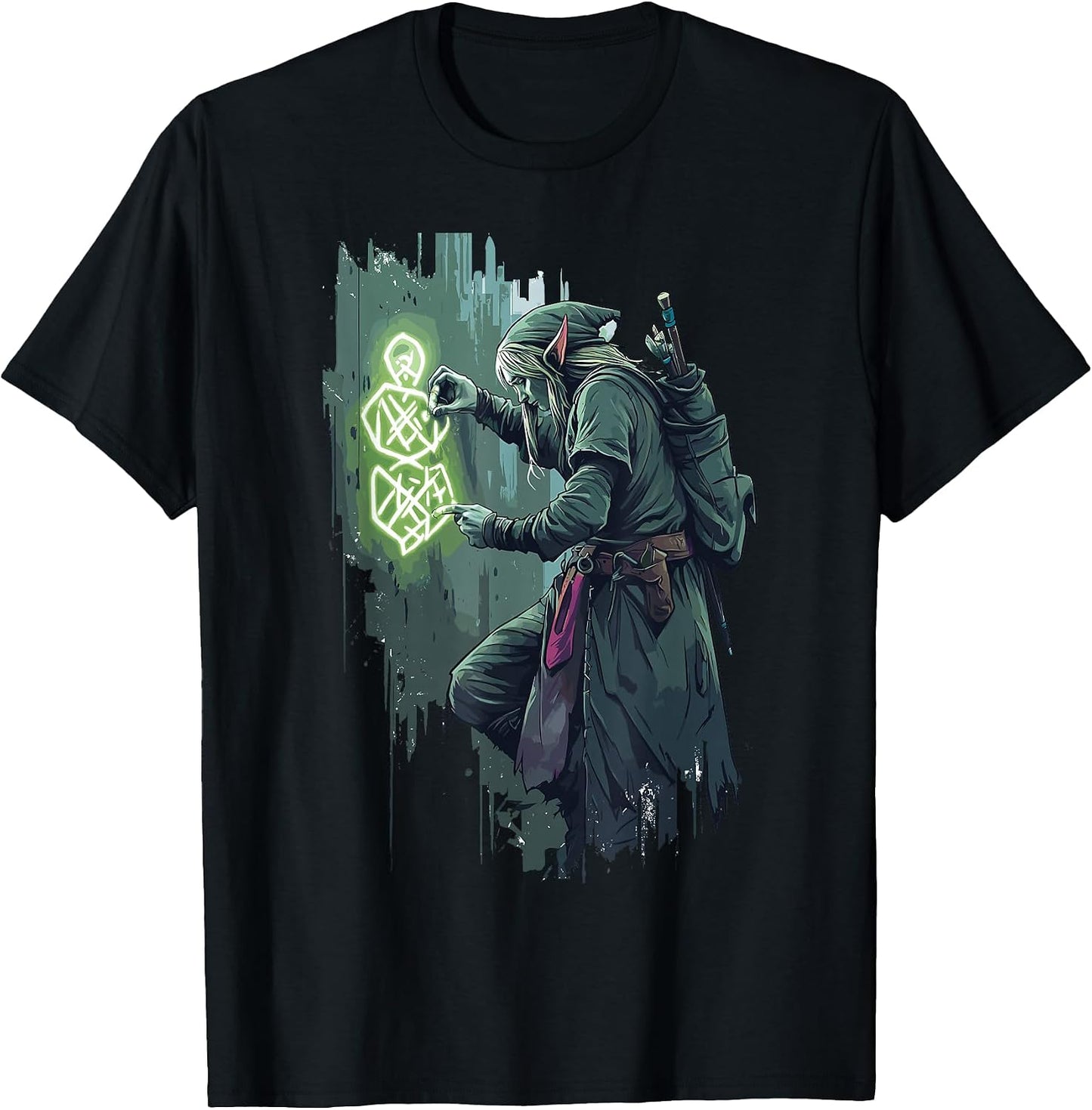 Mystical Elf Casting Magic Runes Fantasy RPG Art - Adult & Kids T-Shirts, Sweatshirts & Hoodies apparel design preview 1