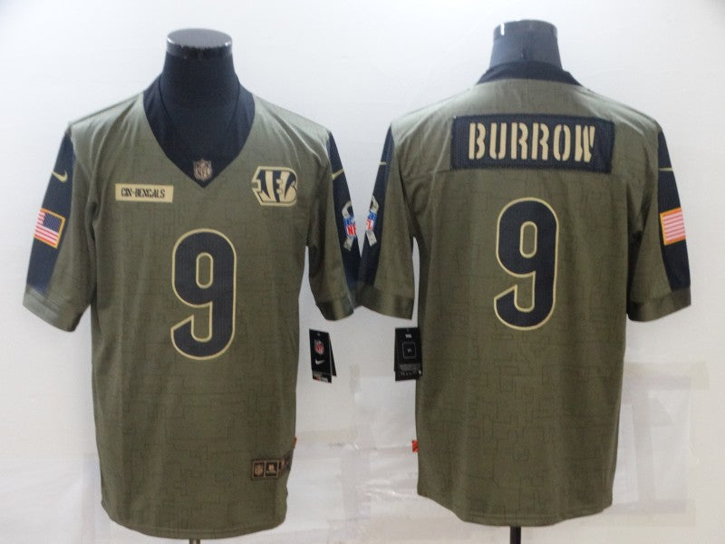 Men's Cincinnati Bengals Joe Burrow #9 Brown Game Player Jersey2 football jersey product view 1