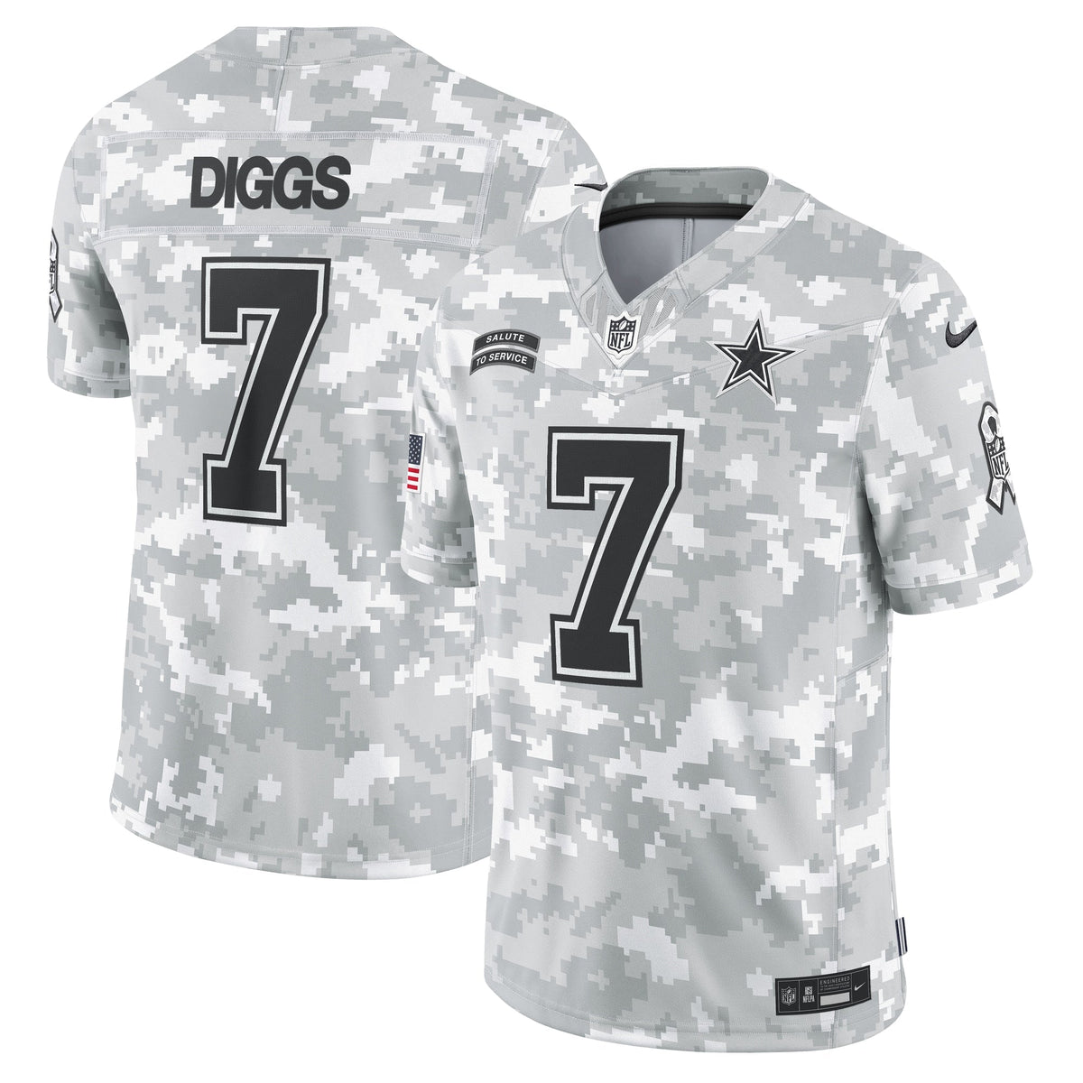 Trevon Diggs Dallas Cowboys Nike 2024 Salute to Service Limited Jersey - Arctic Camo football jersey product view 1