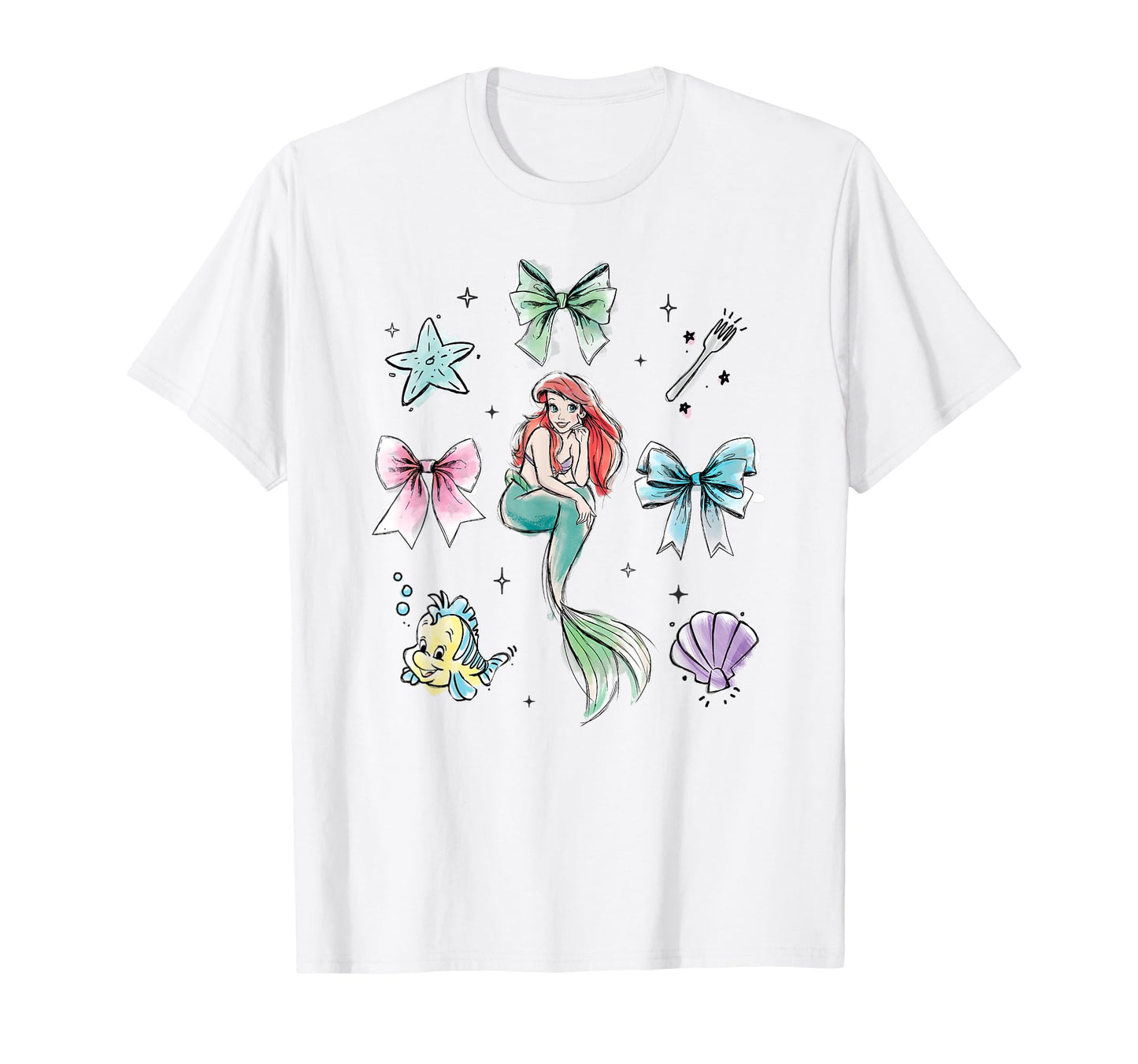 Mermaid Princess Fan Shirt  Watercolor Chest Logo Graphic Tee - T-Shirt, Sweatshirt, Hoodie