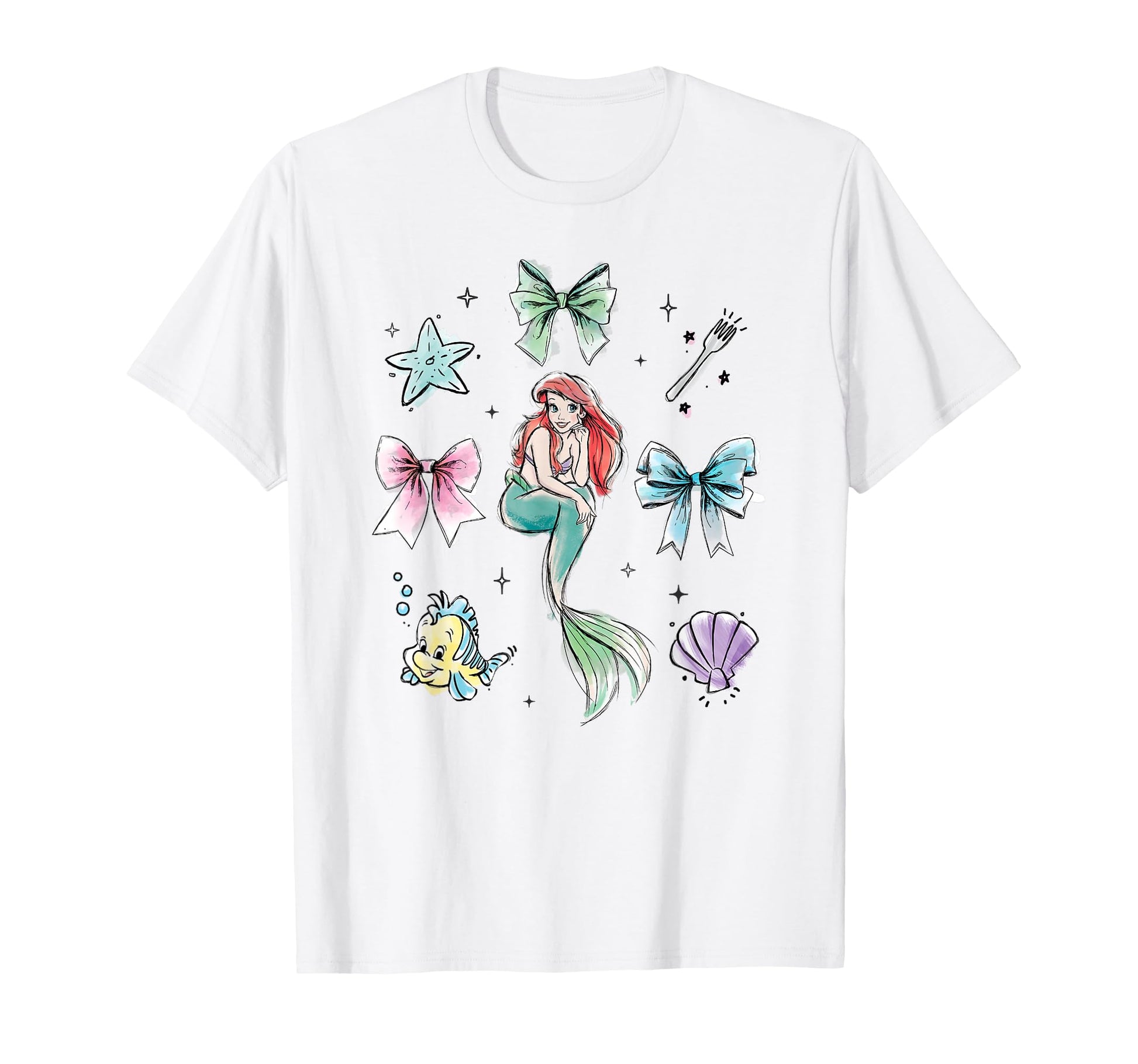 Mermaid Princess Fan Shirt  Watercolor Chest Logo Graphic Tee - T-Shirt, Sweatshirt, Hoodie