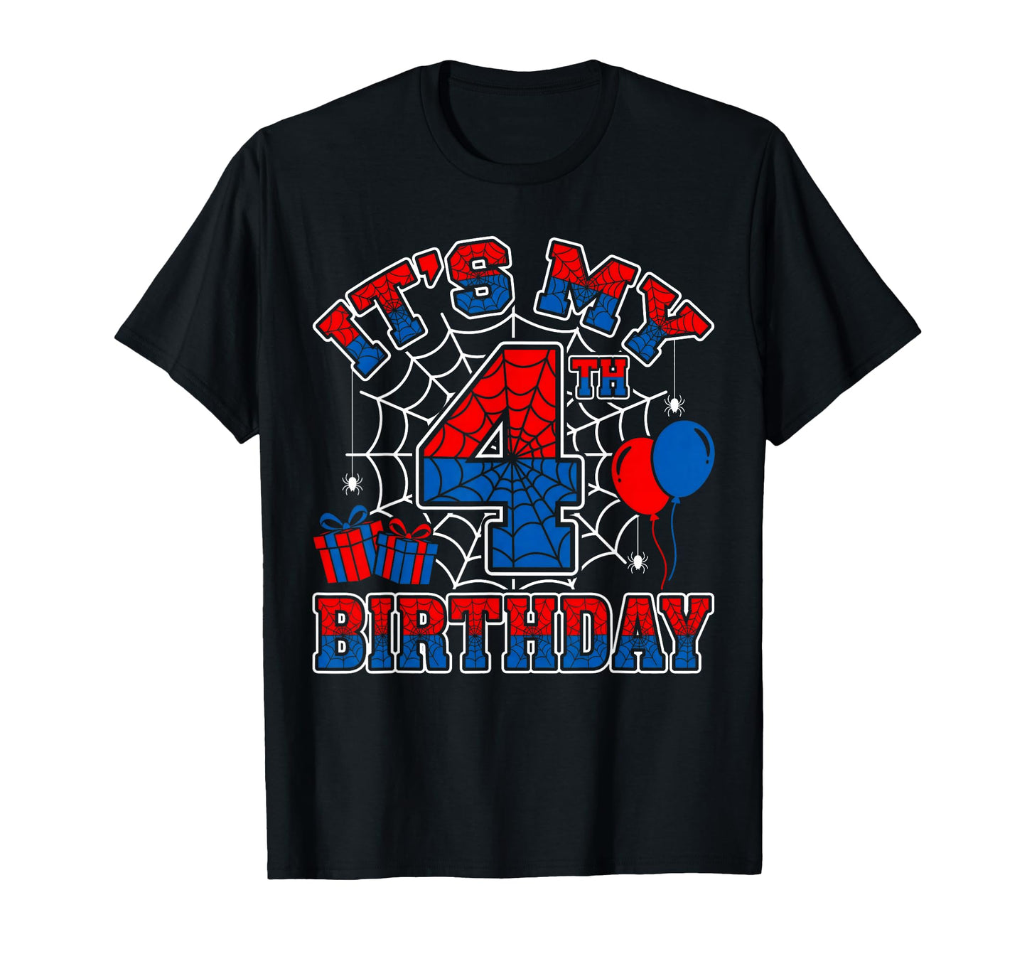 4th Birthday Boy Shirt  Spider Web Party Graphic Tee - T-Shirt, Sweatshirt, Hoodie