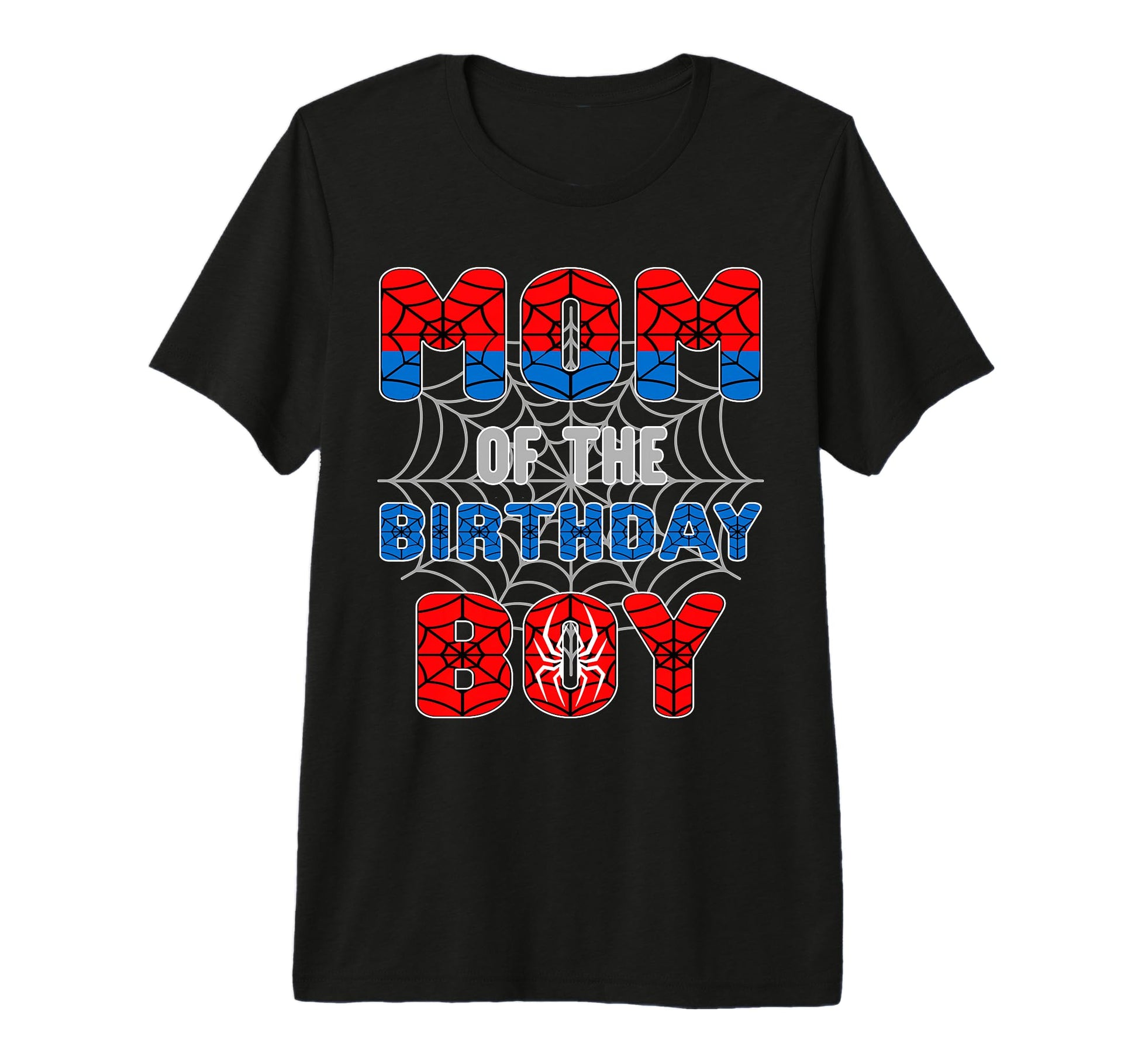 Spider Web Theme Apparel  Mom of The Birthday Boy Tri-Blend Tee - T-Shirt, Sweatshirt, Hoodie