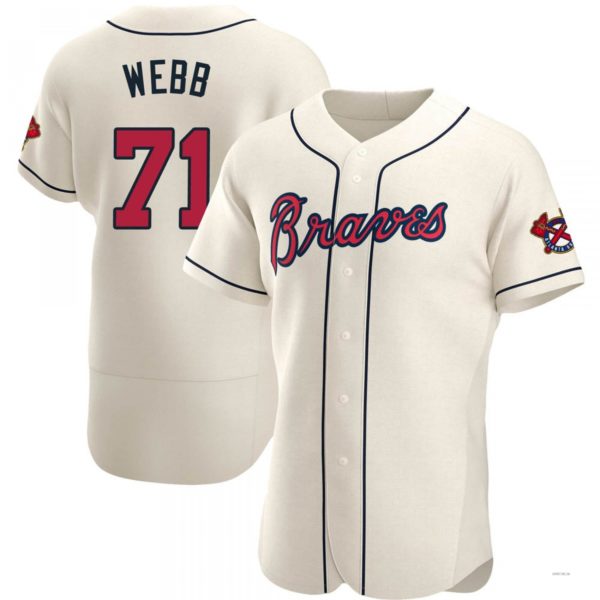 Atlanta Braves #71 Jacob Webb Cream Alternate Jersey Stitches Baseball Jerseys baseball jersey product view 1