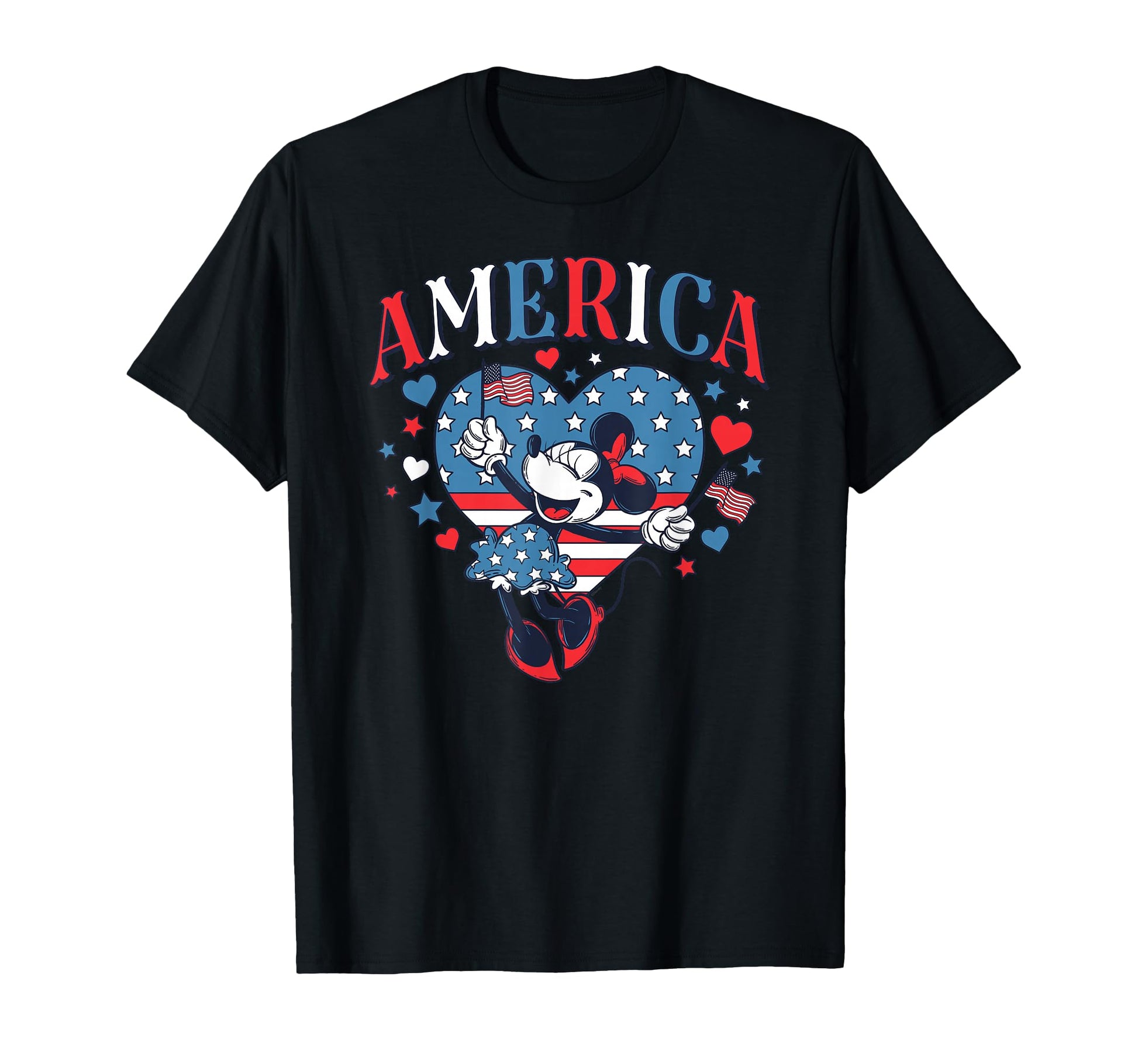 4th of July Fan Apparel  Polka Dot Mouse Retro Vintage Hearts Tee - T-Shirt, Sweatshirt, Hoodie