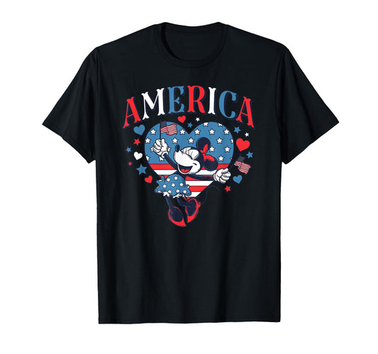 4th of July Fan Apparel  Polka Dot Mouse Retro Vintage Hearts Tee - T-Shirt, Sweatshirt, Hoodie